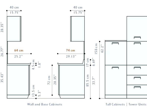 سایز و ابعاد استاندارد کابینت 
