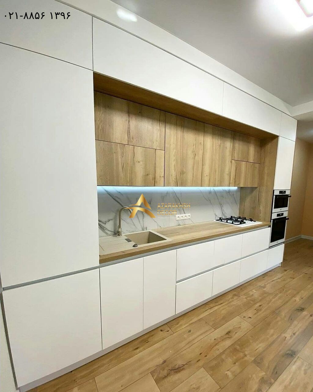عکس کابینت پله ای سفید قهوه ای