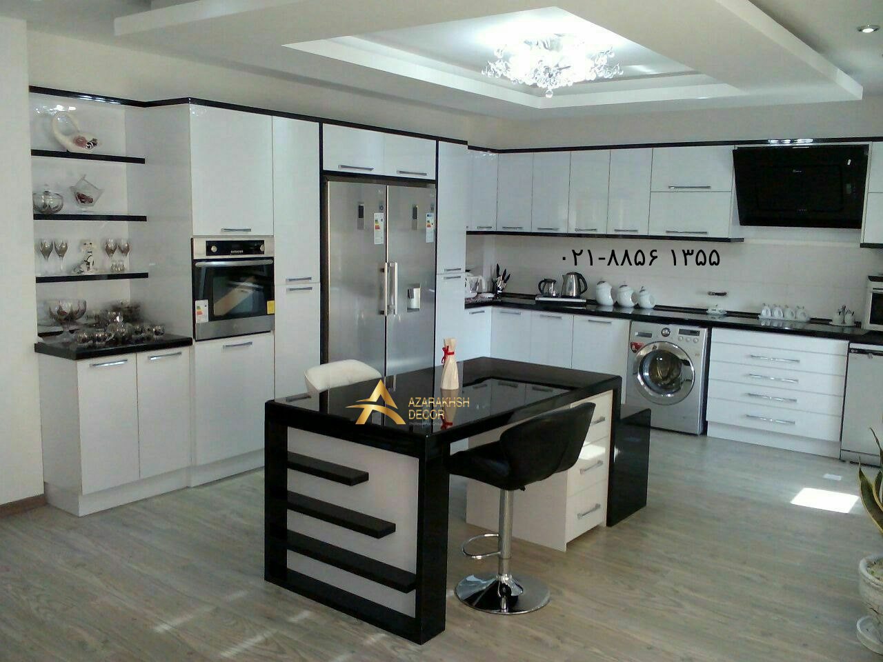 مدل کابینت آشپزخانه سفید و مشکی