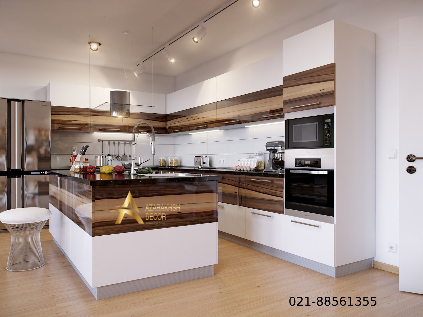  مدل کابینت هایگلاس سفید قهوه ای