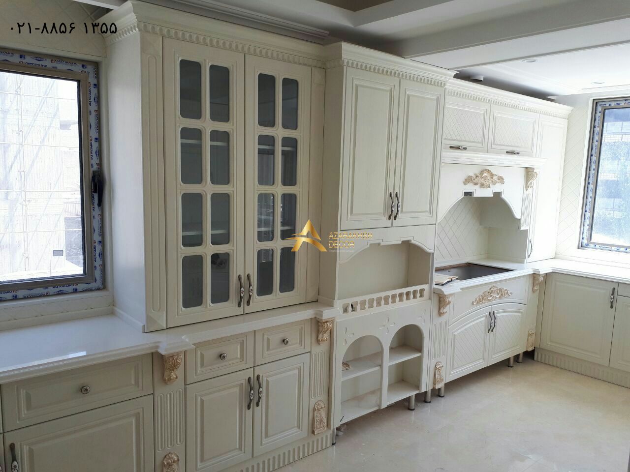 مدل کابینت کلاسیک لاکچری سفید رنگ