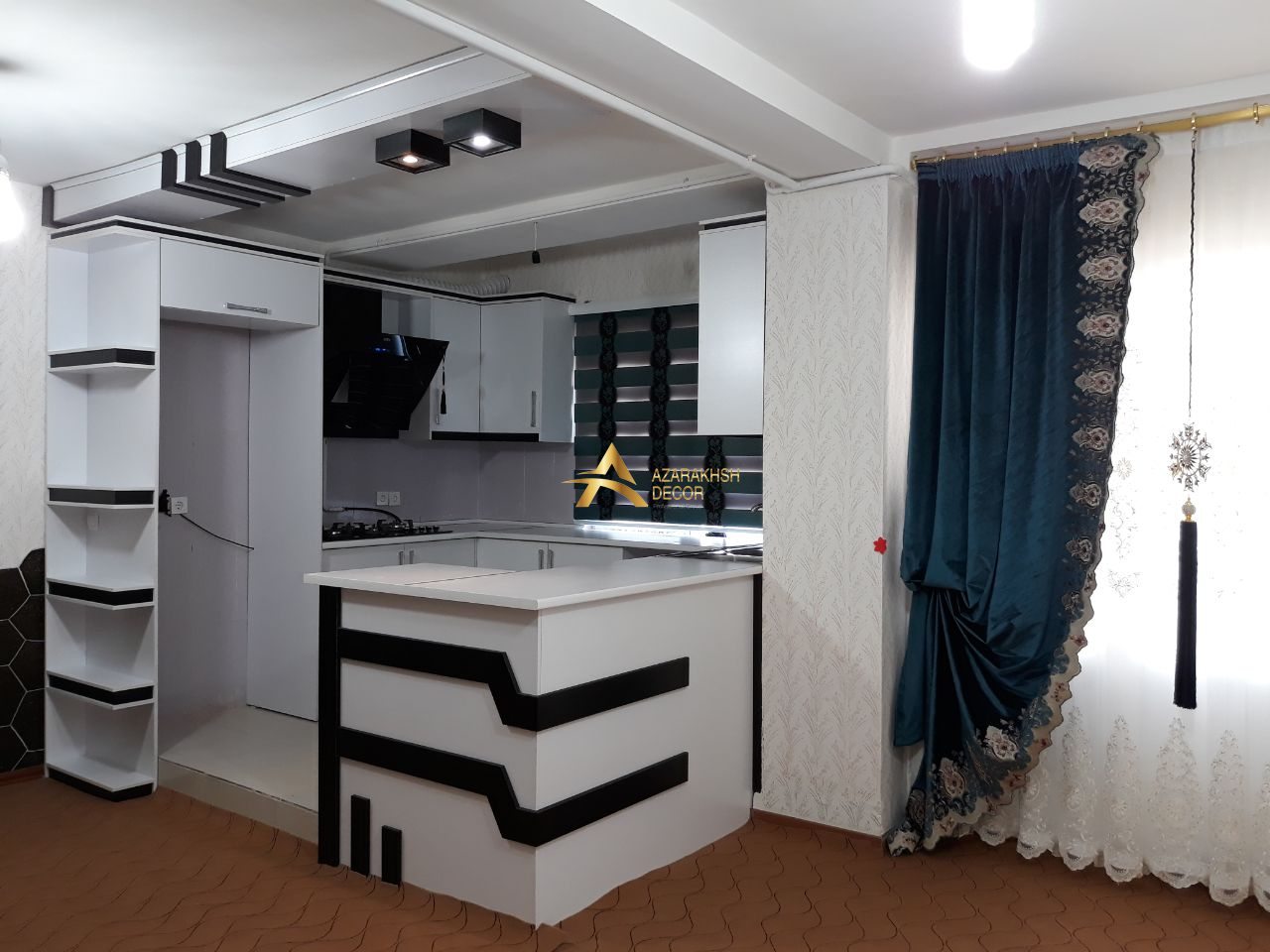 نمونه کار کابینت سفید مشکی تهران