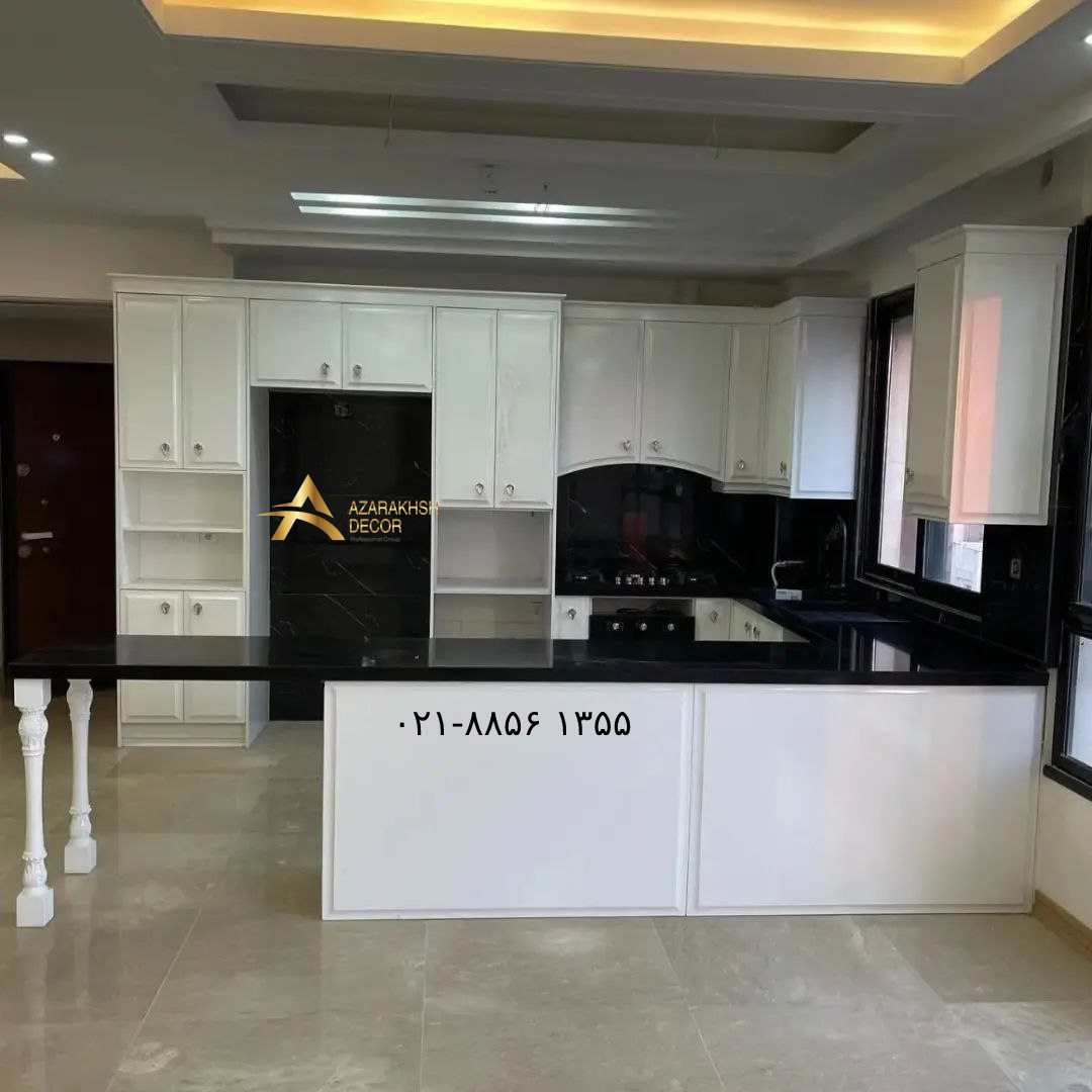 نمونه کار کابینت سفید مشکی مدرن