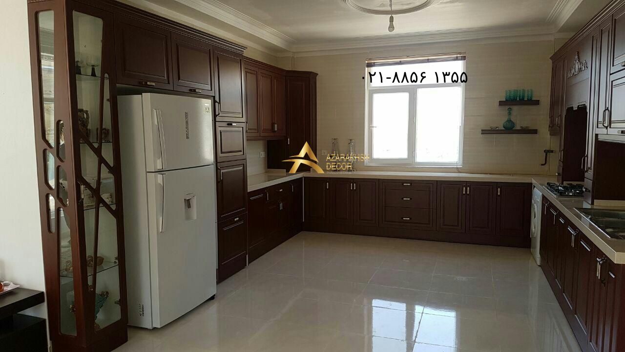 کابینت روکش چوب قهوه ای فندقی