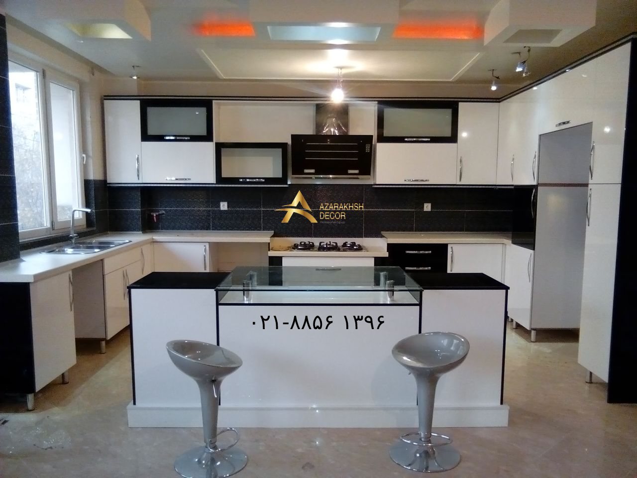 کابینت ساده مدرن سفید مشکی