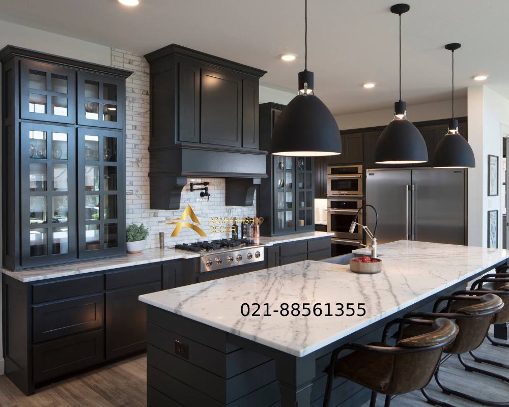 کابینت ممبران مشکی سنگ سفید