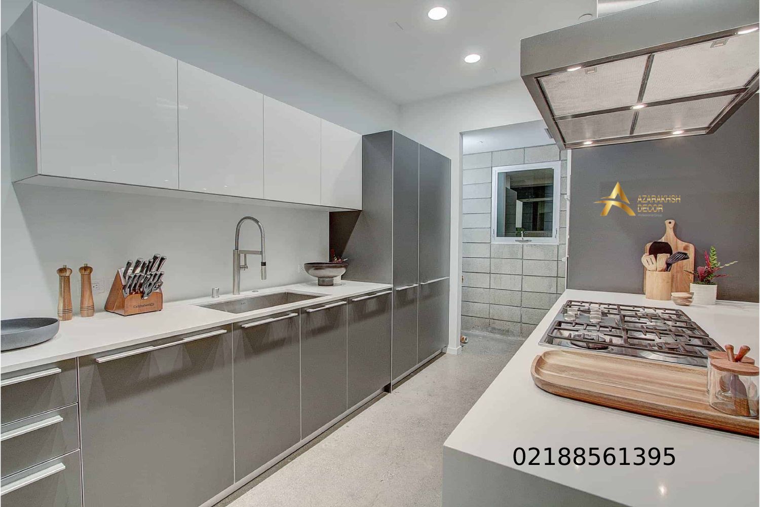 کابینت هایگلاس مات طوسی 